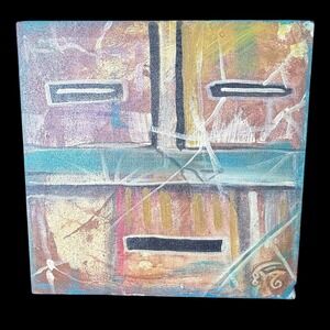 Contemporary Abstract Navajo Painting Talking God Spirit In Prayer Signed 13x13